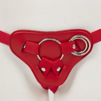 Protez Penis Metal 3 Halkalı Kırmızı Deri Kemer