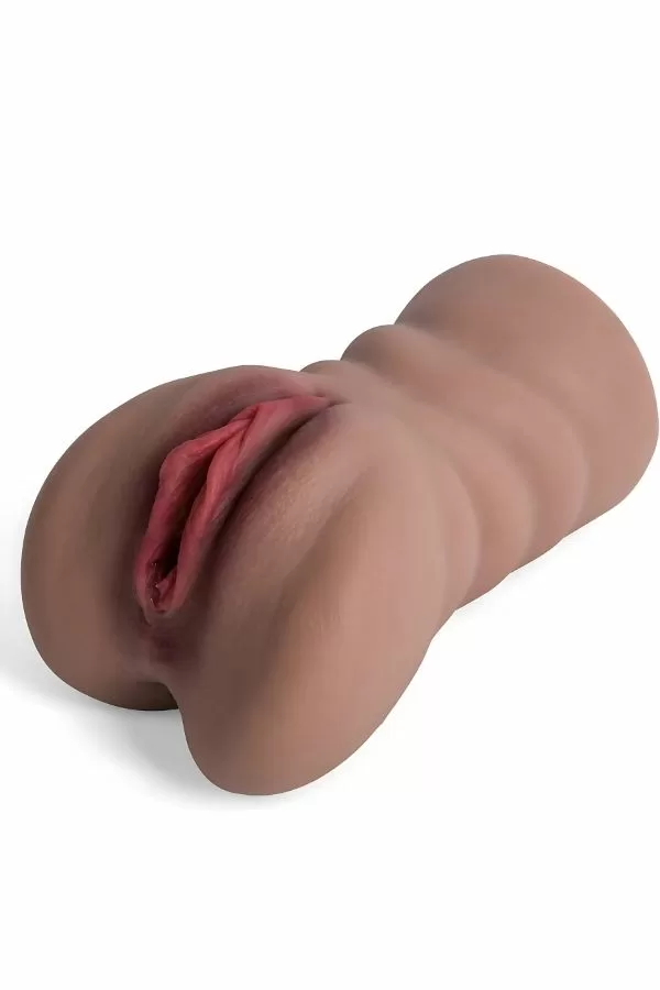 XOXO Gerçekçi Mastürbatör, 2 Girişli, TPE Malzeme, Kahverengi, 700 gr, 17.5 cm