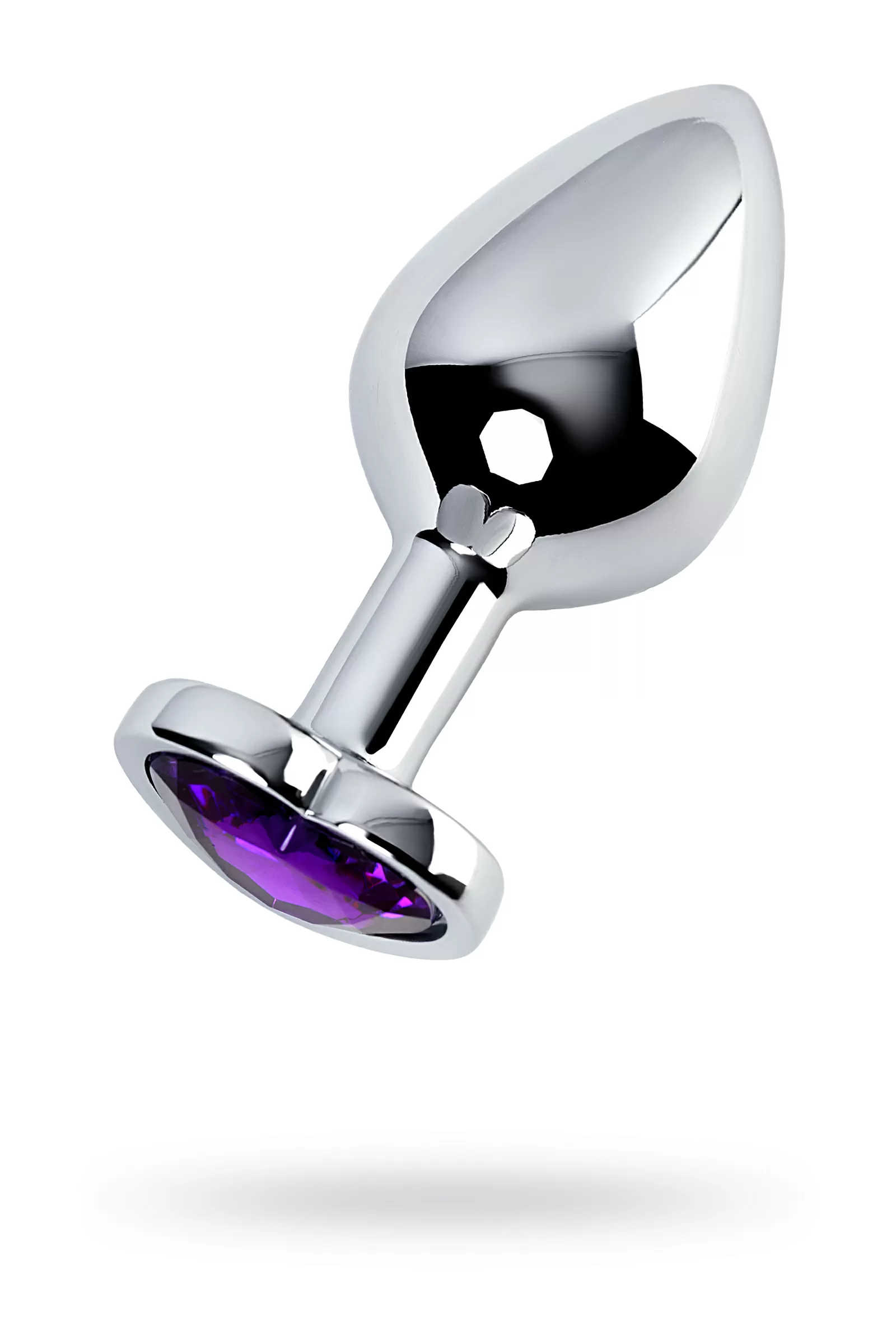 Metal by anal tıkaç, Metal, gümüş, mor kristalli, 8 cm, Ø 3,4 cm, 85 g