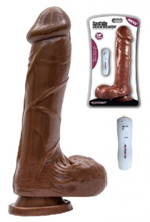 Realistik dildo penis 10''  titreşimli kahve renk
