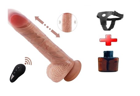 Usb Manyetik Şarjlı 20 Cm Belden Bağlamalı İleri Geri Hareketli Titreşimli Dildo