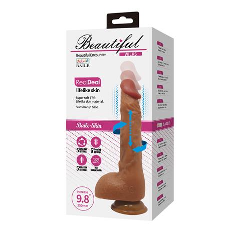 Usb Şarjlı 25 Cm Oynar Başlı İleri Geri Hareketli Titreşimli Dildo - Wilks